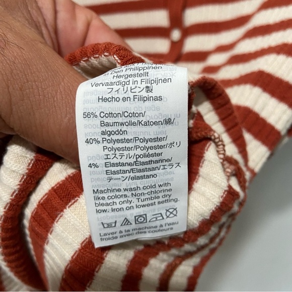 J. CREW Natural Emilia Striped Ribbed Half Sleeve Henley Tee sz medium Womens - Picture 6 of 6